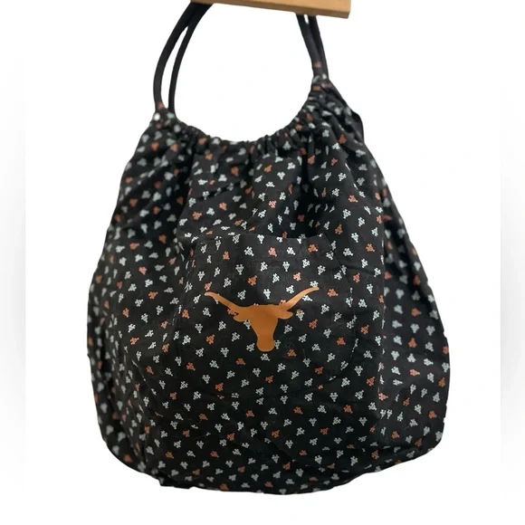 University of Texas UT Women's Black and Orange Cloth Hobo Tote Bag - Picture 2 of 7